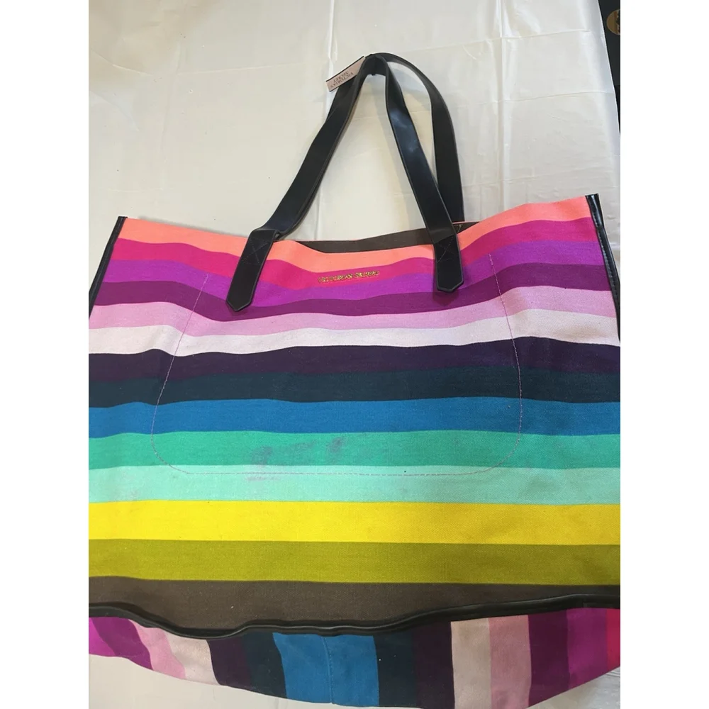 Victoria's Secret beach summer Oversized Shoulder Tote Bright Striped Bag new_12